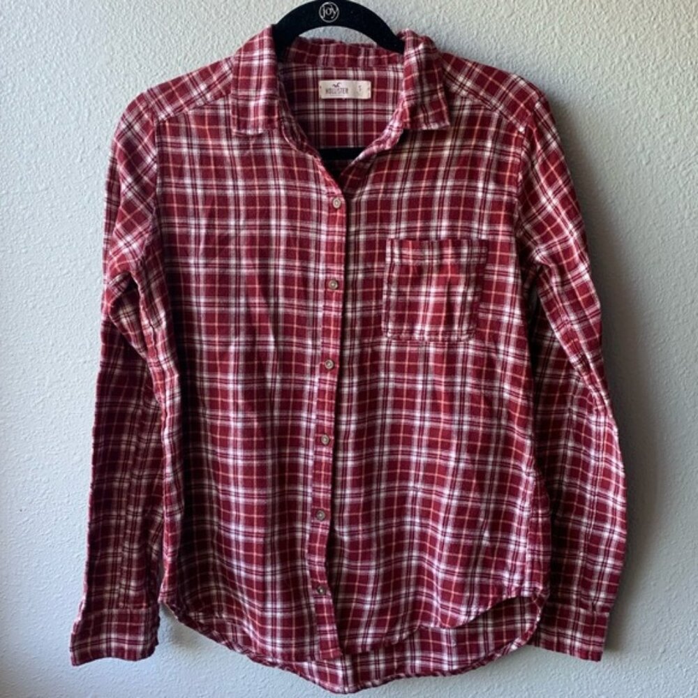 Hollister red plaid flannel Men’s sz s long sleeve